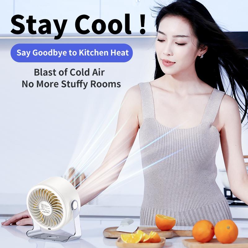 Coolhill Desktop Fan Turbo Table Fan for Office 100-Speed Digital Display Low Noise Rechargeable Battery Dual  - image 4