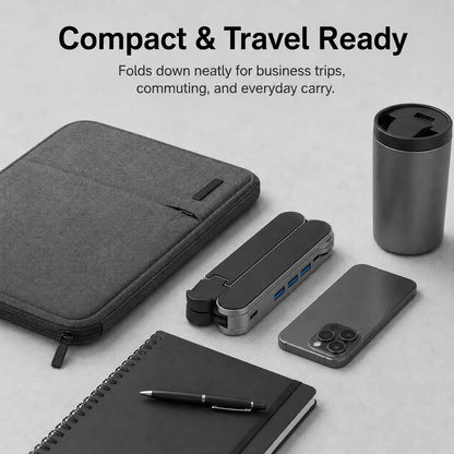 Gunmetal Laptop Stand with Foldable USB Hub, Adjustable Ergonomic Desk Riser, Multi-Port Expansion for MacBook - image 5