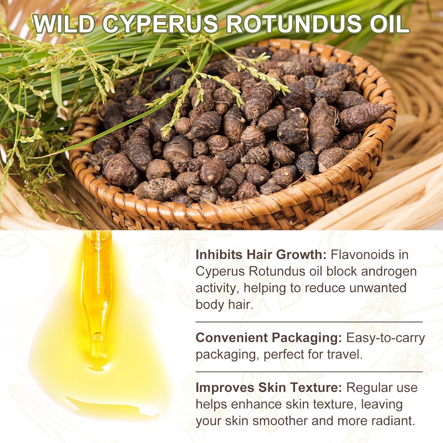 Cyperus Rotundus Hair Removal Oil for Smooth Skin