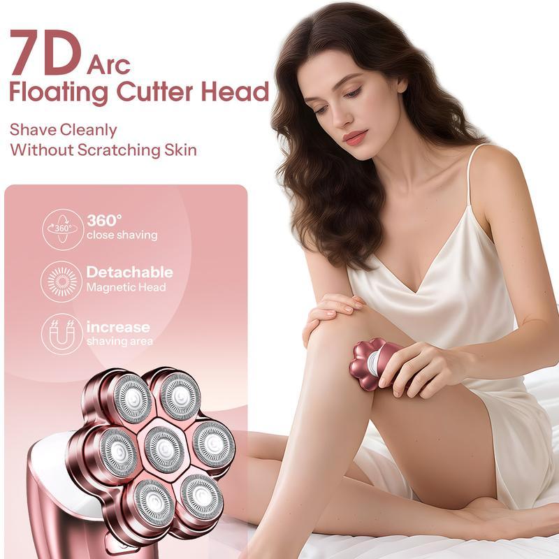 HiBig 7D Electric Legs & Body Shaver for Women - 5-in-1 Lady Grooming Kit for Bald Head, Legs & Armpits, Water - image 3