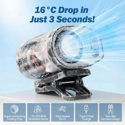 JOYTUTUS 2026 Car Clip On Air Conditioner Fan with LED Display - 360° Rotation, 100 Speeds Adjustable, USB Rec - image 5