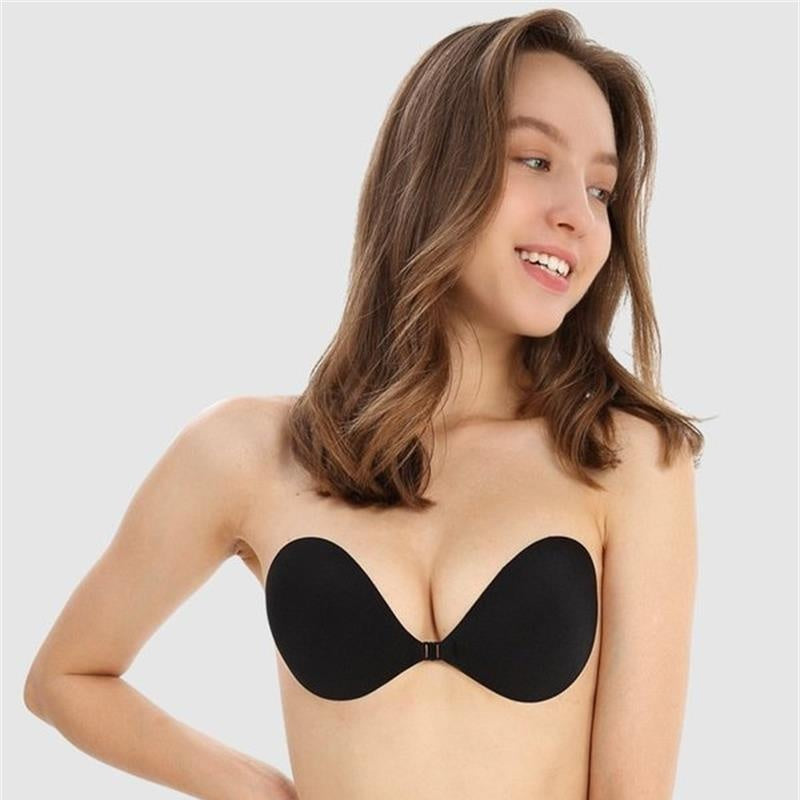 Adhesive invisible gathering bras