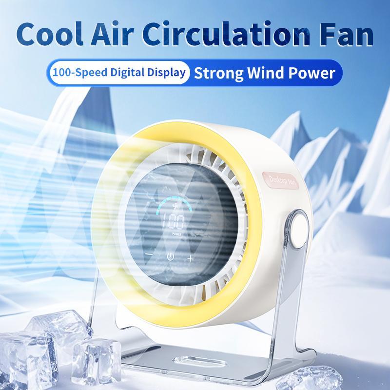 Coolhill Desktop Fan Turbo Table Fan for Office 100-Speed Digital Display Low Noise Rechargeable Battery Dual  - image 2
