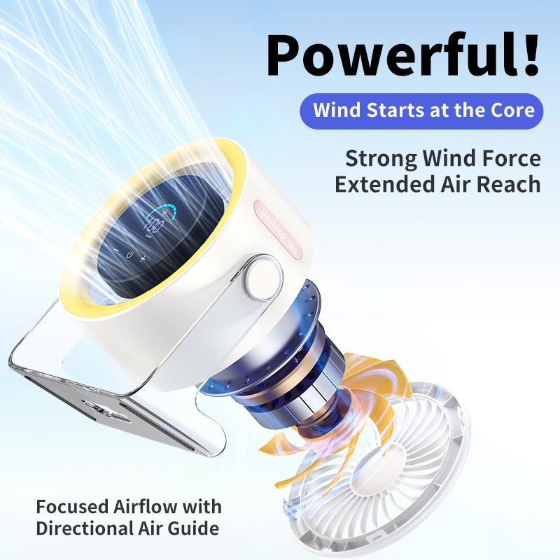 Coolhill Desktop Fan Turbo Table Fan for Office 100-Speed Digital Display Low Noise Rechargeable Battery Dual  - image 3
