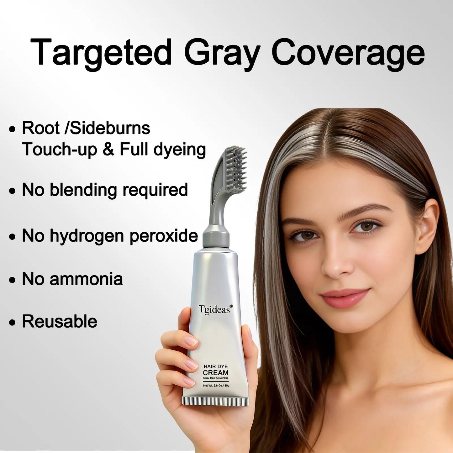 Tgideas Hair Dye Comb / Hair Dye Cream — Portable Home Use, triple treatment, contains hyaluronic acid, 100% c - image 3