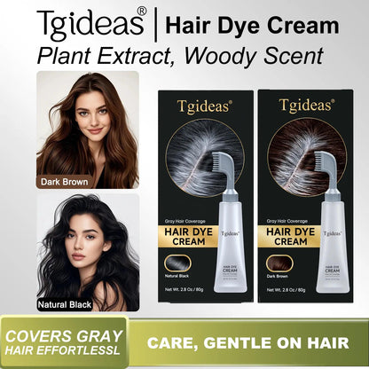 Tgideas Hair Dye Comb / Hair Dye Cream — Portable Home Use, triple treatment, contains hyaluronic acid, 100% coverage of gray