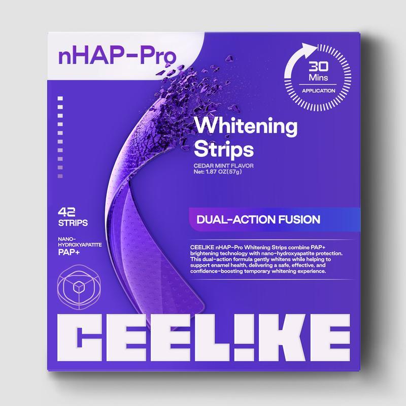 【CEELIKE】 Purple Teeth Whitening Strips With Free Cheek Retractor - 7/21 Whitening Sessions -Nano-Hydroxyapatite Safe for Ena