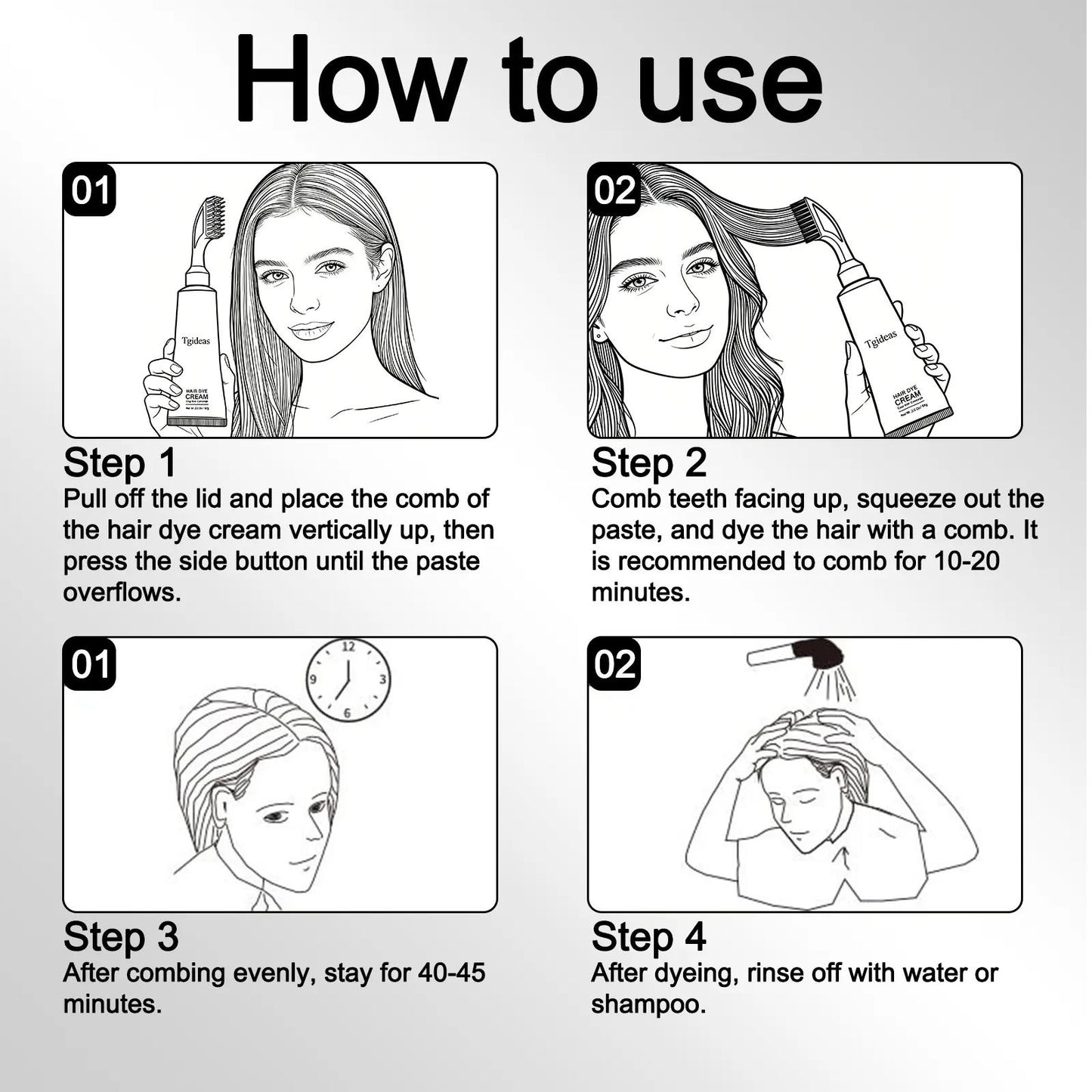 Tgideas Hair Dye Comb / Hair Dye Cream — Portable Home Use, triple treatment, contains hyaluronic acid, 100% c - image 4