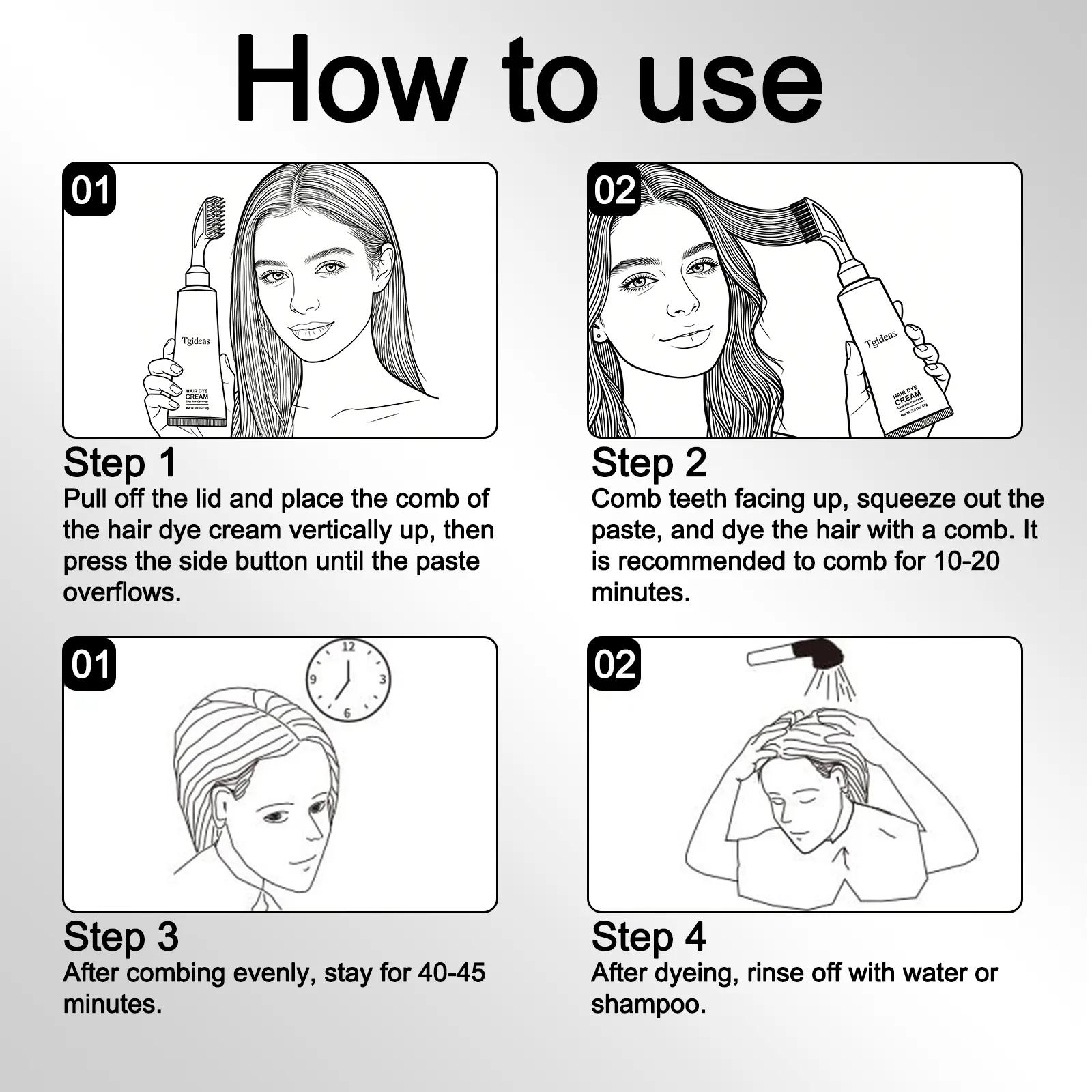 Tgideas Hair Dye Comb / Hair Dye Cream — Portable Home Use, triple treatment, contains hyaluronic acid, 100% c - image 4