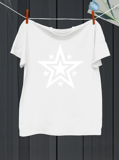 Men's Graphic T-Shirt Layered Outlined Stars Surrounded By Shining Accents Star