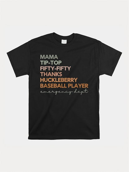 Men's Graphic T-Shirt Mama Tip Top Thanks With Classic Lettering Design Baseball Player