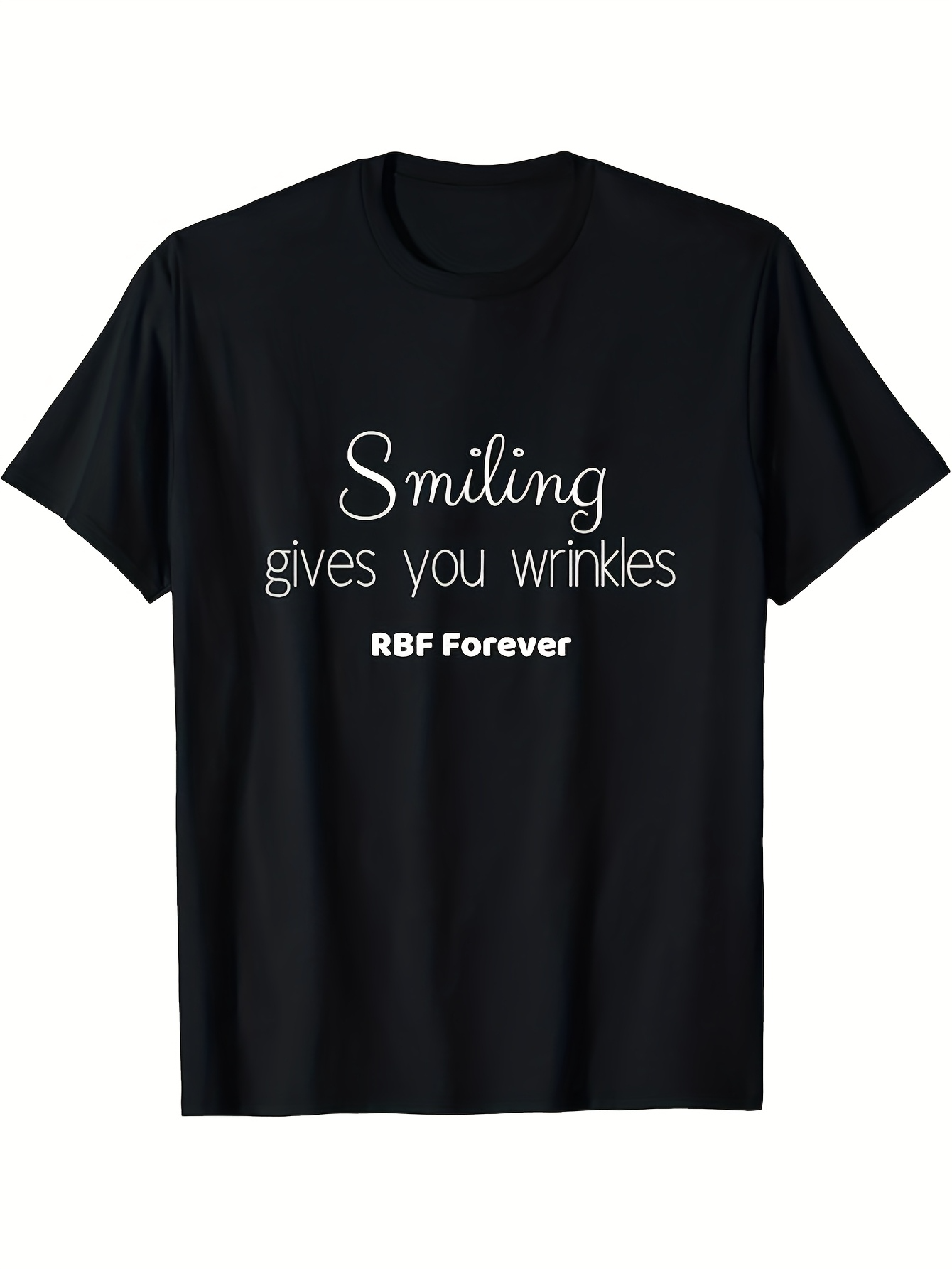 Men's Graphic T-Shirt Smiling Gives You Wrinkles RBF Forever Playful Minimalist Typography Shirt
