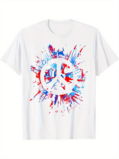 Men's Graphic T-Shirt Vibrant Splashes Of Paint Forming A Peace Sign