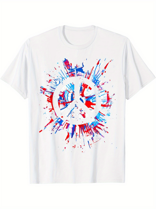 Men's Graphic T-Shirt Vibrant Splashes Of Paint Forming A Peace Sign