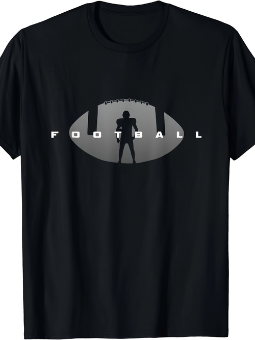 Men's Graphic T-Shirt Silhouette Stadium Lights With Player Under Football Shaped Design