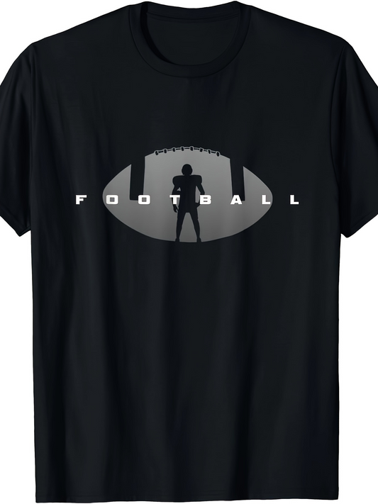 Men's Graphic T-Shirt Silhouette Stadium Lights With Player Under Football Shaped Design