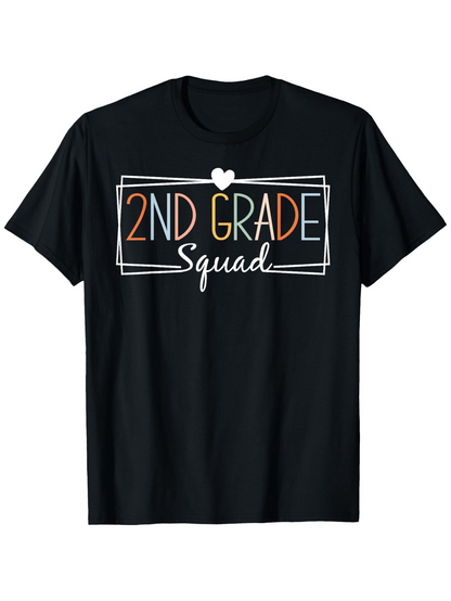 Men's Graphic T-Shirt 2nd Grade Squad Retro Artistic Color Lettering With Heart Design
