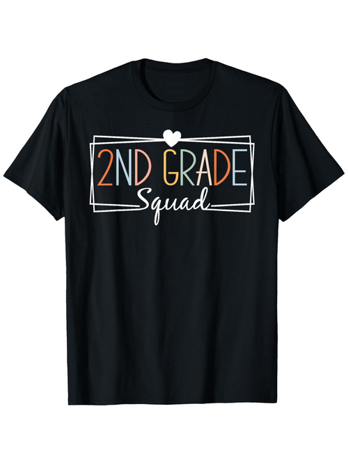 Men's Graphic T-Shirt 2nd Grade Squad Retro Artistic Color Lettering With Heart Design