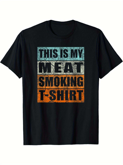 Men's Graphic T-Shirt This Is My Meat Smoking T Shirt Color Block Retro Grill Tee