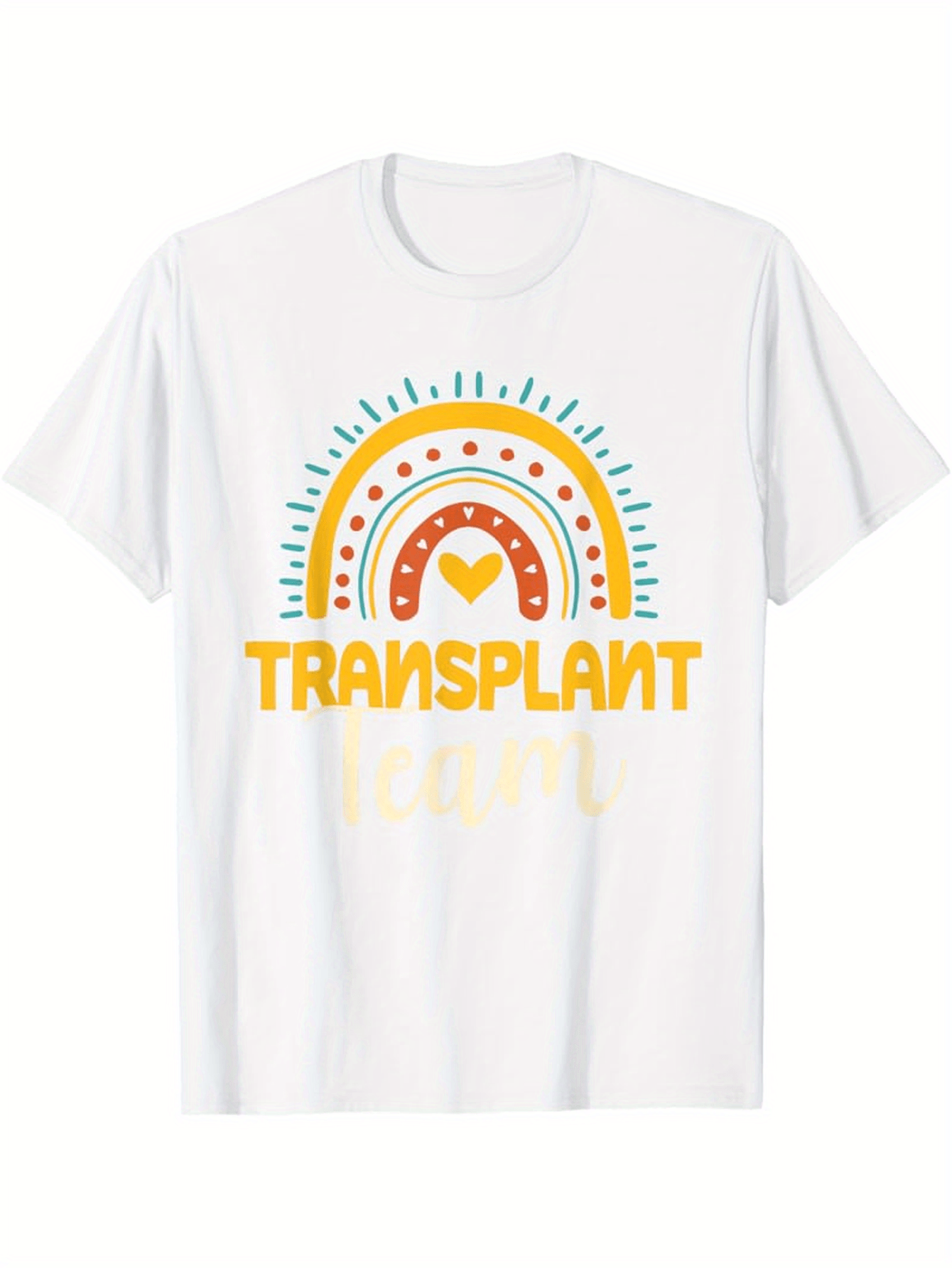 Men's Graphic T-Shirt Transplant With Colorful Sunburst Lines And Radiant Rainbow Heart