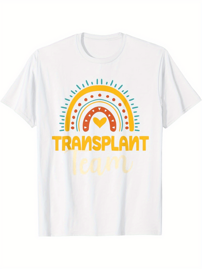 Men's Graphic T-Shirt Transplant With Colorful Sunburst Lines And Radiant Rainbow Heart