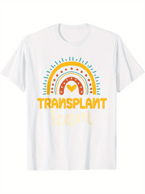 Men's Graphic T-Shirt Transplant With Colorful Sunburst Lines And Radiant Rainbow Heart