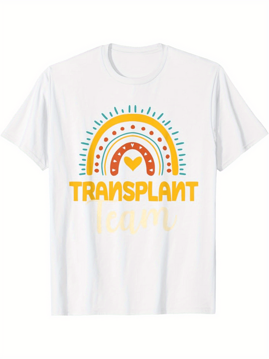 Men's Graphic T-Shirt Transplant With Colorful Sunburst Lines And Radiant Rainbow Heart
