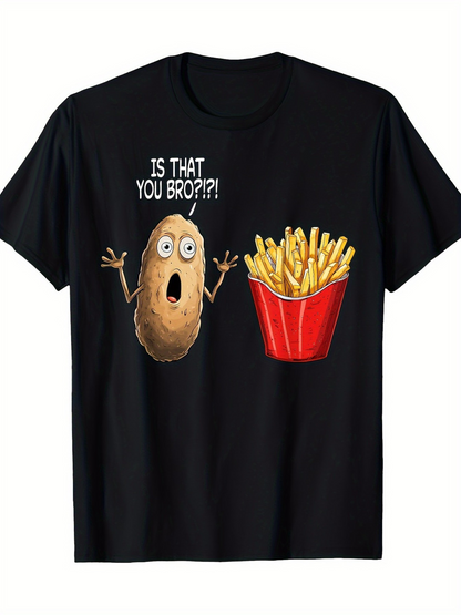 Men's Graphic T-Shirt Is That You Bro Funny Potato With Fries Cartoon TShirt