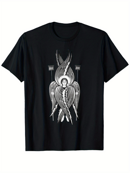 Men's Graphic T-Shirt Mysterious Divine Being With Multiple Flowing White Ethereal Wings Angel
