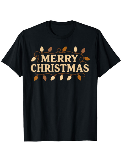 Men's Graphic T-Shirt Merry Christmas With Warm Lights And Holiday Festive Ornaments T Shirt