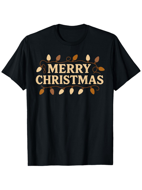 Men's Graphic T-Shirt Merry Christmas With Warm Lights And Holiday Festive Ornaments T Shirt