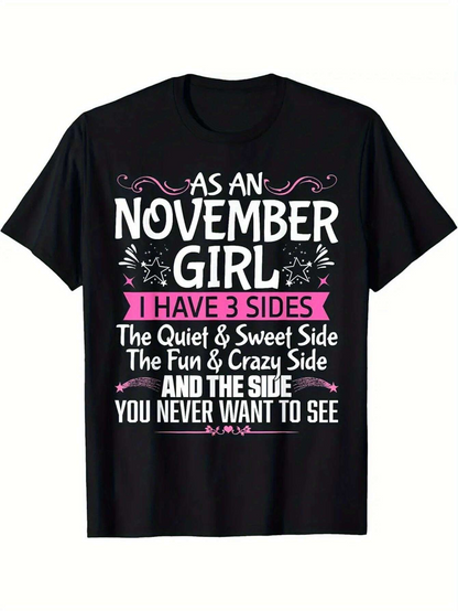 Men's Graphic T-Shirt As An November Girl Three Unique Fun Different Personalities Words