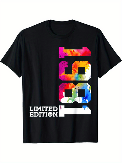 Men's Graphic T-Shirt Limited Edition Colorful Graffiti Pattern With Bold Vertical Numbers