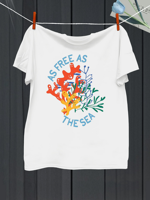 Men's Graphic T-Shirt As Free As The Sea Colorful Ocean Coral Underwater Scene