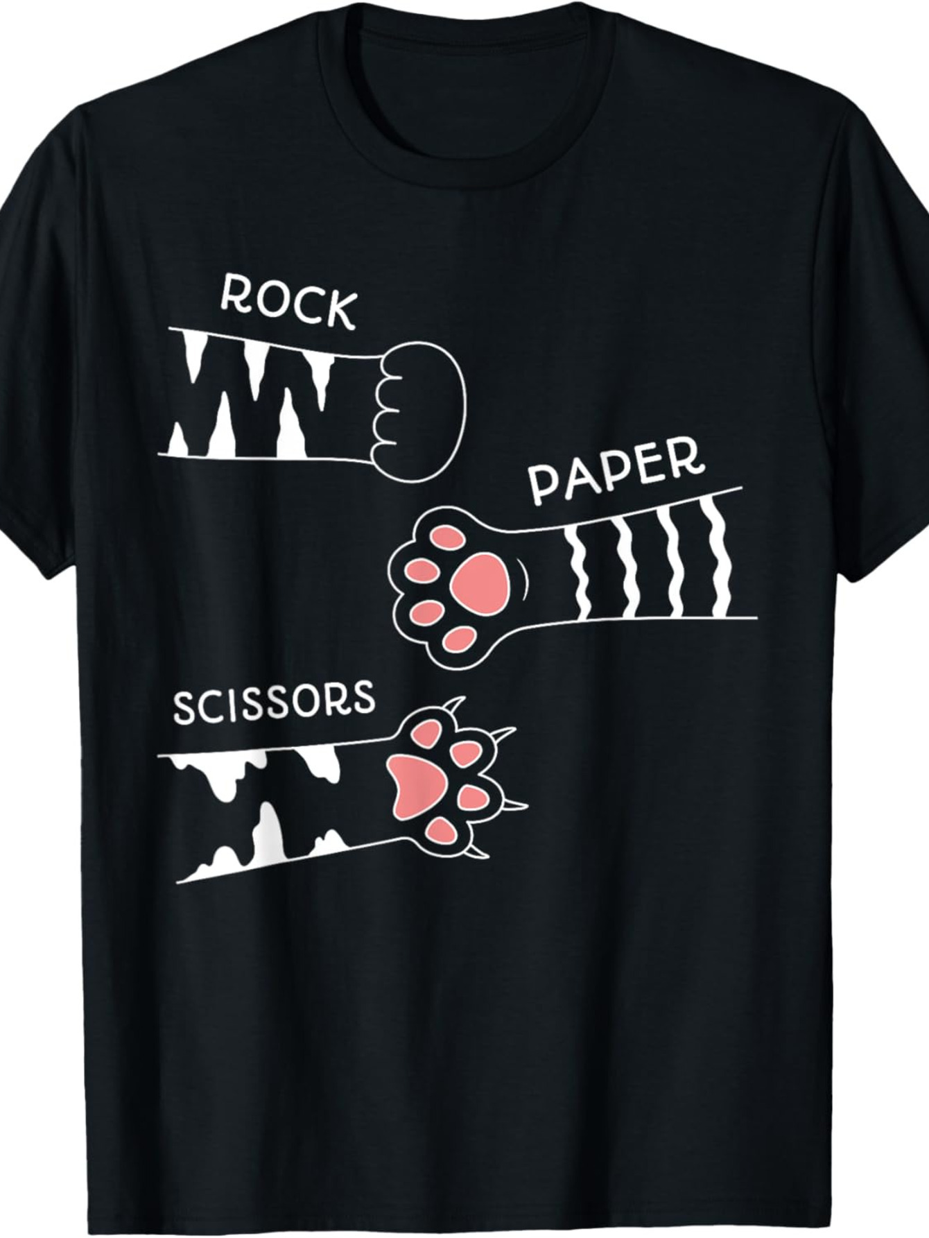 Men's Graphic T-Shirt Rock Paper Scissors Cat Paws With Striped Fur Design