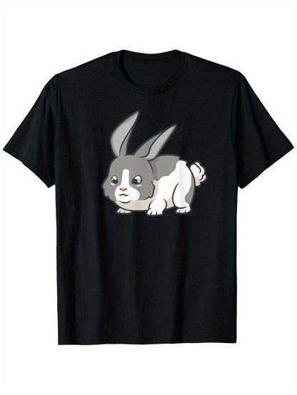 Men's Graphic T-Shirt Adorable Gray And White Fluffy Cartoon Bunny Under Soft Light Rabbit