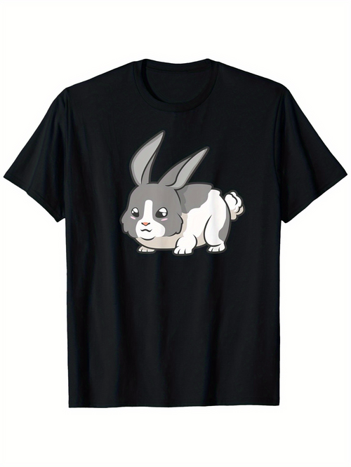 Men's Graphic T-Shirt Adorable Gray And White Fluffy Cartoon Bunny Under Soft Light Rabbit
