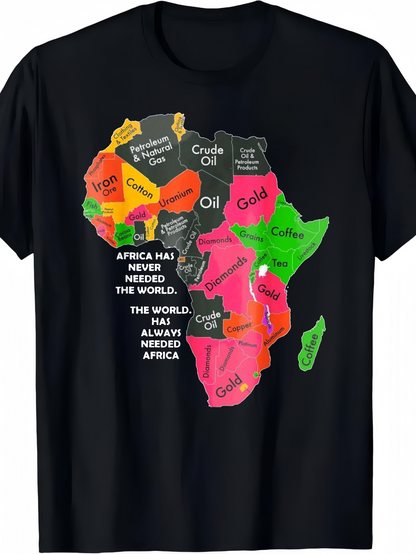 Men's Graphic T-Shirt Africa Map With Colored Resource Labels Showing Coffee And Oil