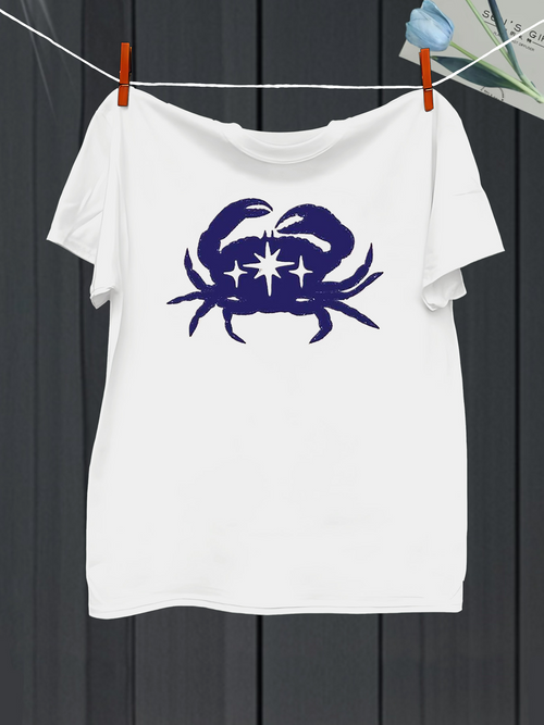 Men's Graphic T-Shirt Mysterious Night Sky With Stars Among Majestic Blue Crab