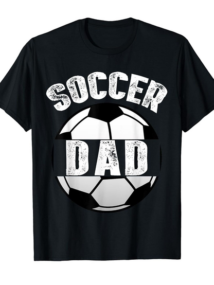 Men's Graphic T-Shirt Soccer Dad With Distressed Print Over A Black And White Soccer Ball