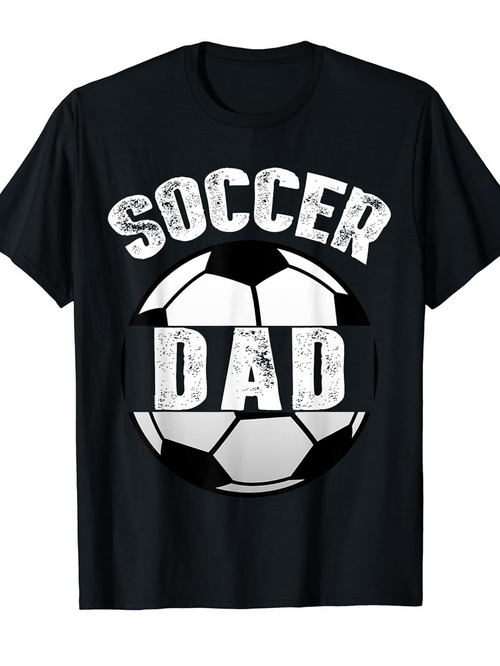 Men's Graphic T-Shirt Soccer Dad With Distressed Print Over A Black And White Soccer Ball