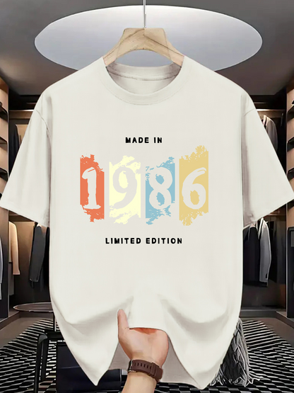 Men's Graphic T-Shirt Made In 1986 Colorful Retro Limited Edition Numbers