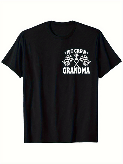 Men's Graphic T-Shirt Pit Crew Grandma With Racing Flags And Bold Typography T Shirt