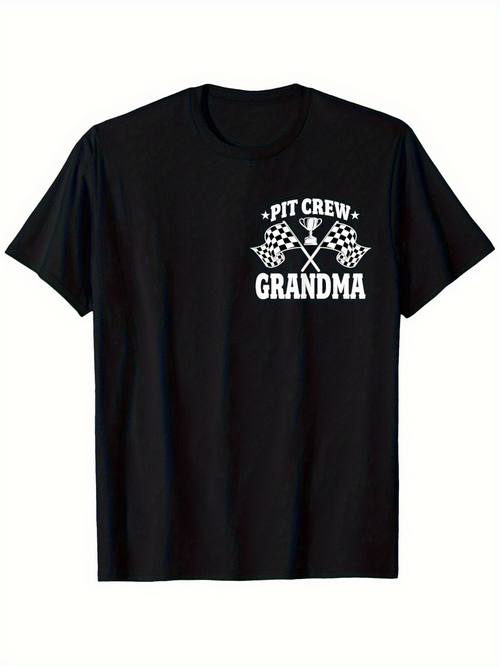 Men's Graphic T-Shirt Pit Crew Grandma With Racing Flags And Bold Typography T Shirt