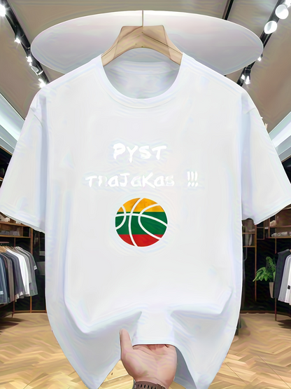 Men's Graphic T-Shirt Pyst Tirjakas With Retro Basketball Illustration Ball