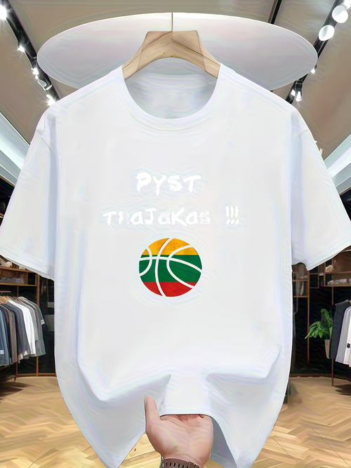 Men's Graphic T-Shirt Pyst Tirjakas With Retro Basketball Illustration Ball