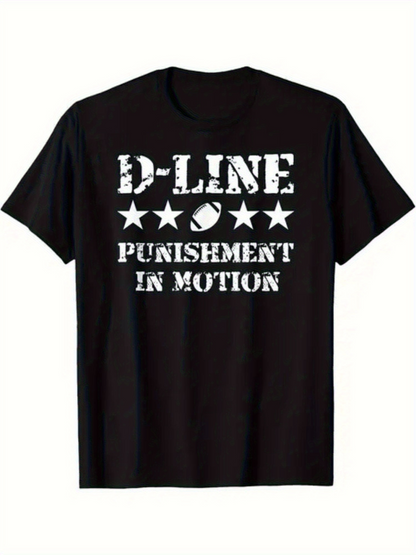 Men's Graphic T-Shirt D Line Punishment In Motion With Stars Football And Bold Typography