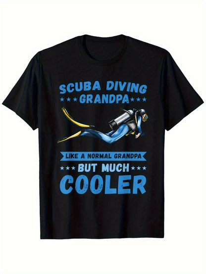 Men's Graphic T-Shirt Scuba Diving Grandpa Underwater Adventure With Air Tank And Fins Diver