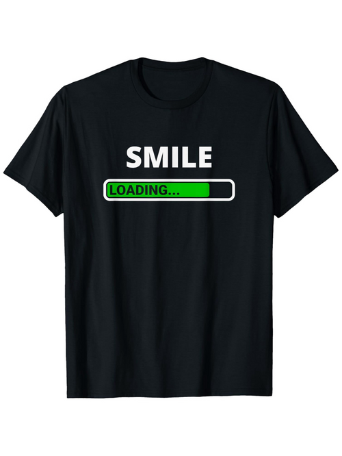 Men's Graphic T-Shirt Smile Loading Bar With Neon Green Progress Detail