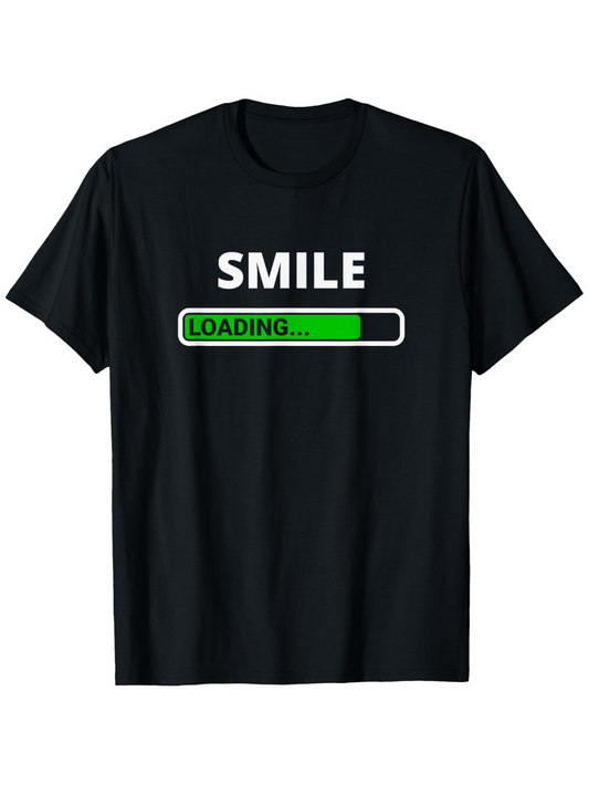 Men's Graphic T-Shirt Smile Loading Bar With Neon Green Progress Detail